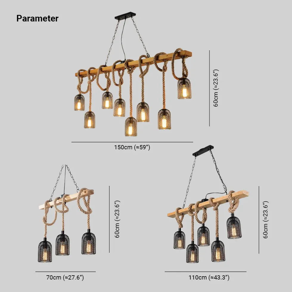 Black Chandelier Epoch Metal & Rope Led