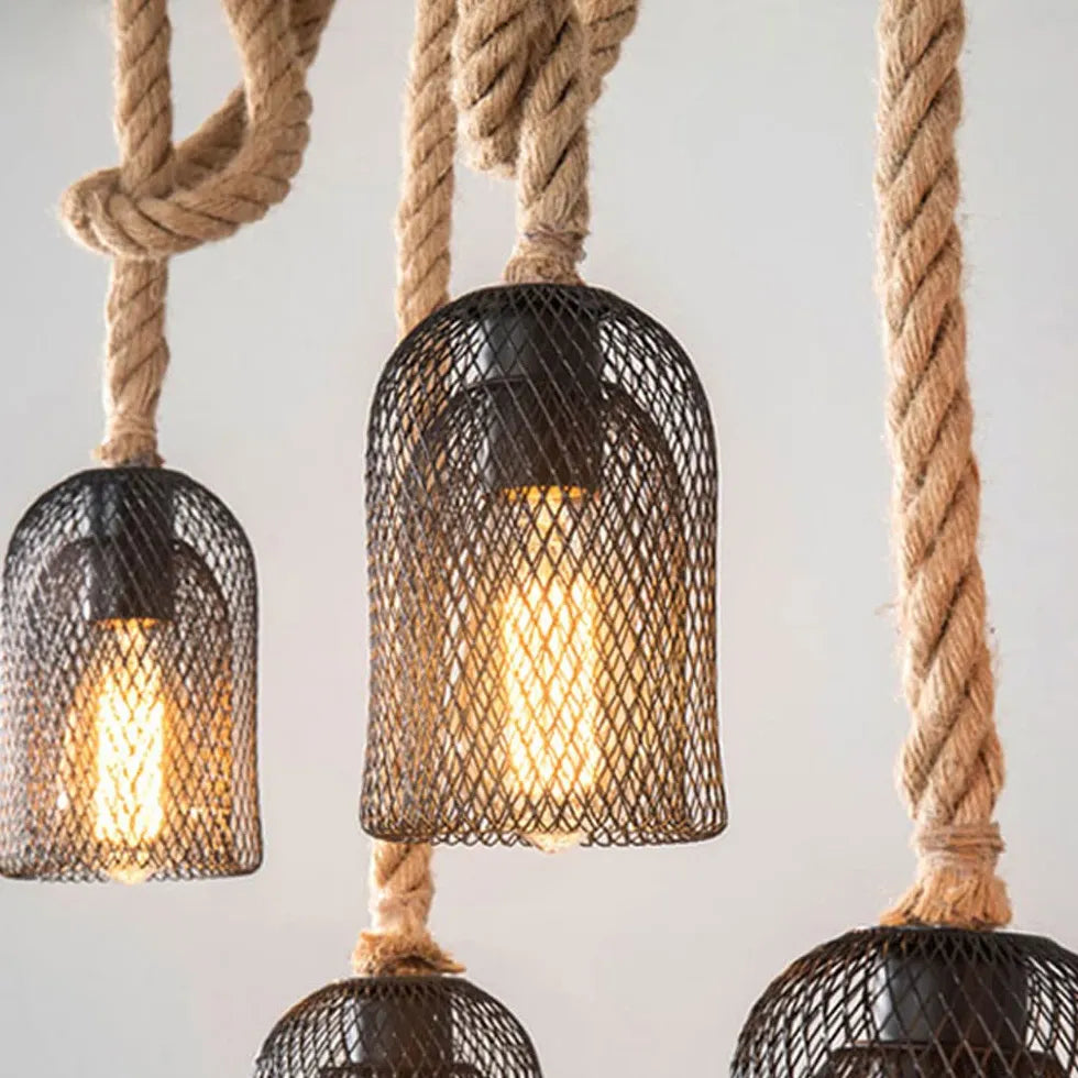 Black Chandelier Epoch Metal & Rope Led