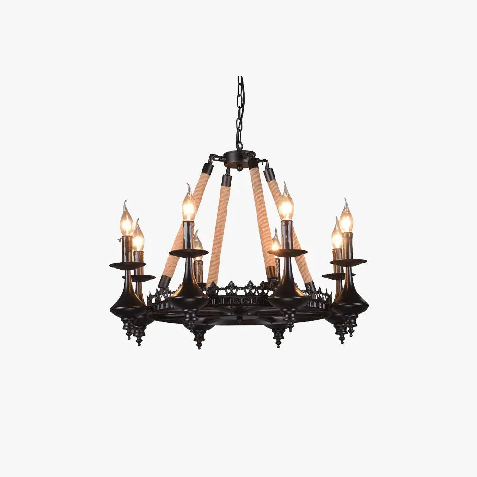 Black Modern Chandeliers Epoch Metal & Rope Led