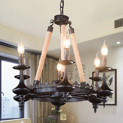 Black Modern Chandeliers Epoch Metal & Rope Led