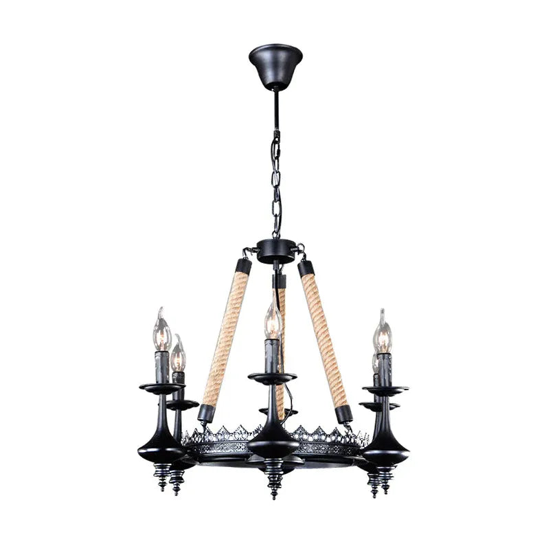 Black Modern Chandeliers Epoch Metal & Rope Led