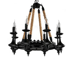 Black Modern Chandeliers Epoch Metal & Rope Led