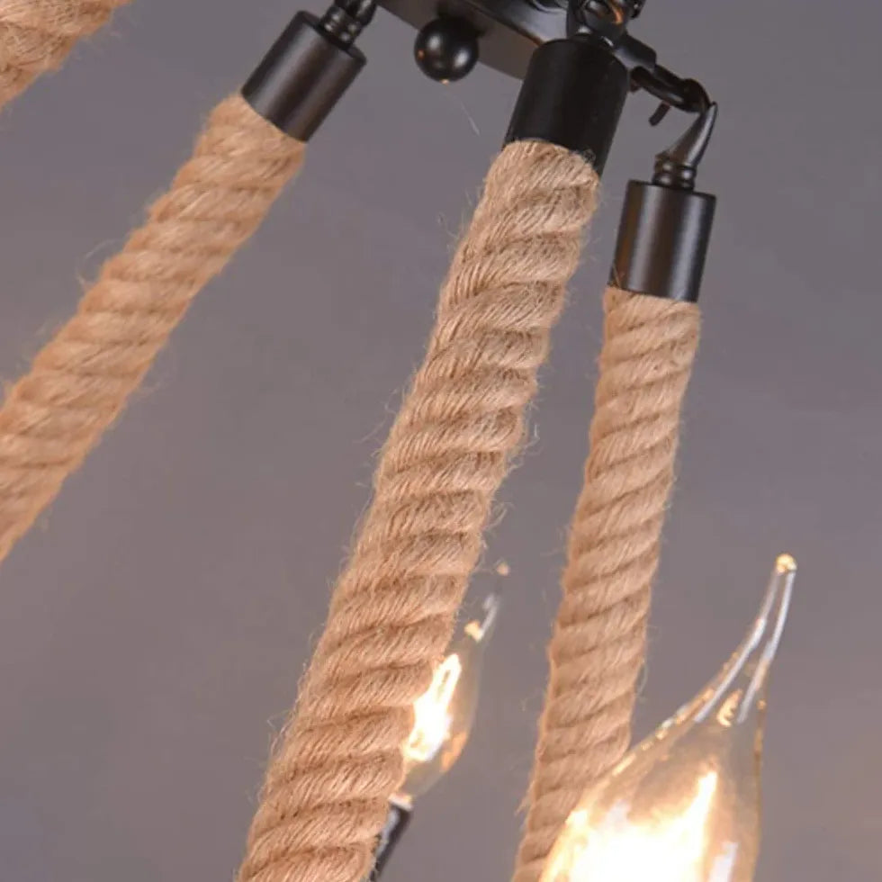 Black Modern Chandeliers Epoch Metal & Rope Led