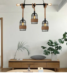 Black Chandelier For Dining Room Epoch Metal & Rope Ip20