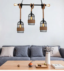 Black Chandelier For Dining Room Epoch Metal & Rope Ip20