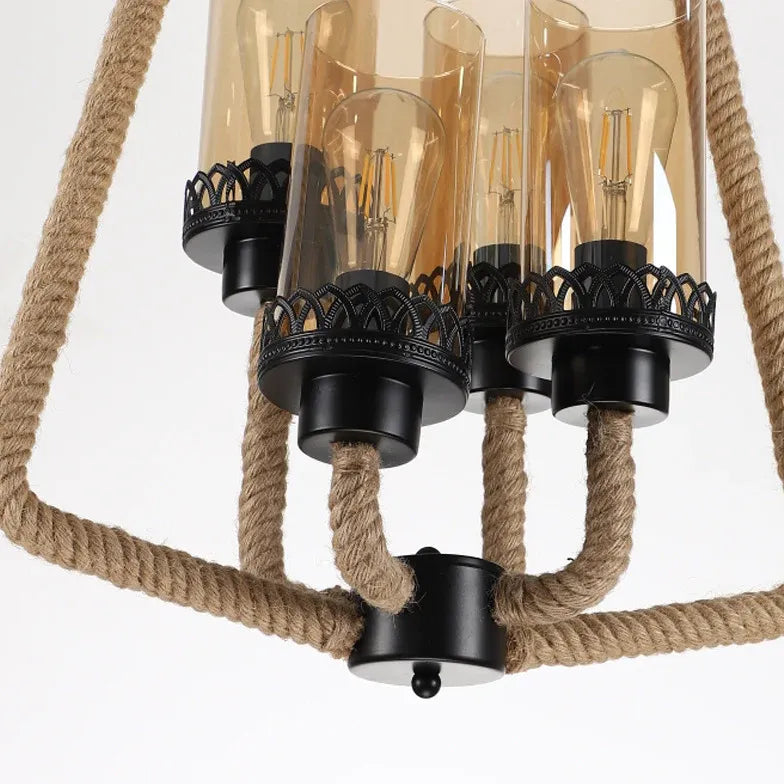 Black Statement Pendant Light For Bedroom Epoch Metal & Rope Ip20