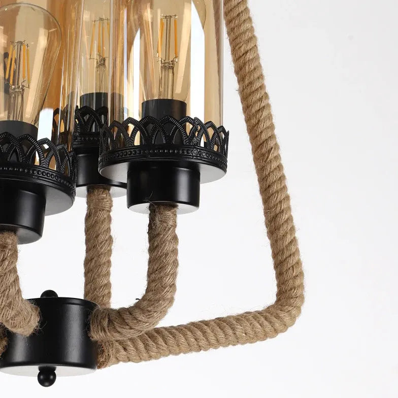 Black Statement Pendant Light For Bedroom Epoch Metal & Rope Ip20