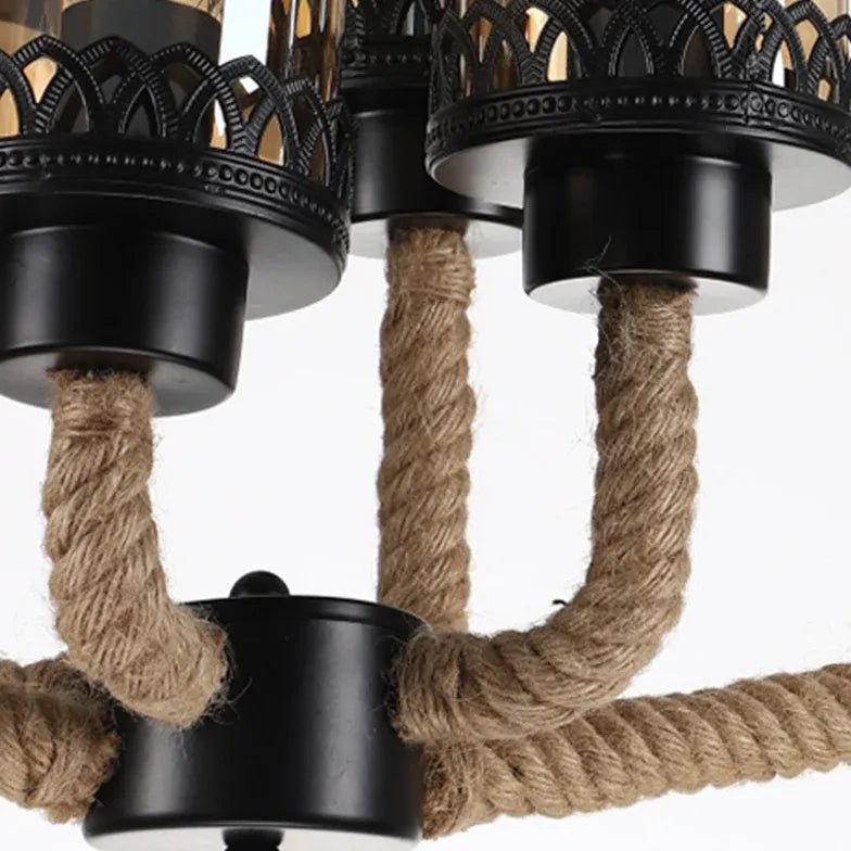 Black Statement Pendant Light For Bedroom Epoch Metal & Rope Ip20