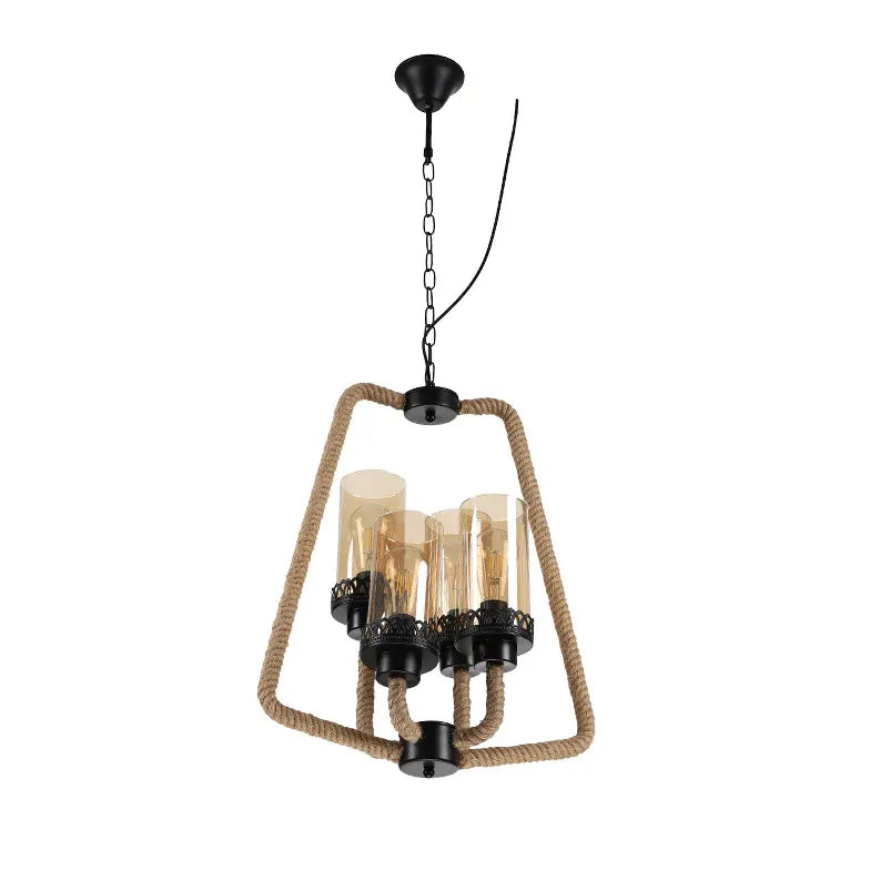 Black Statement Pendant Light For Bedroom Epoch Metal & Rope Ip20