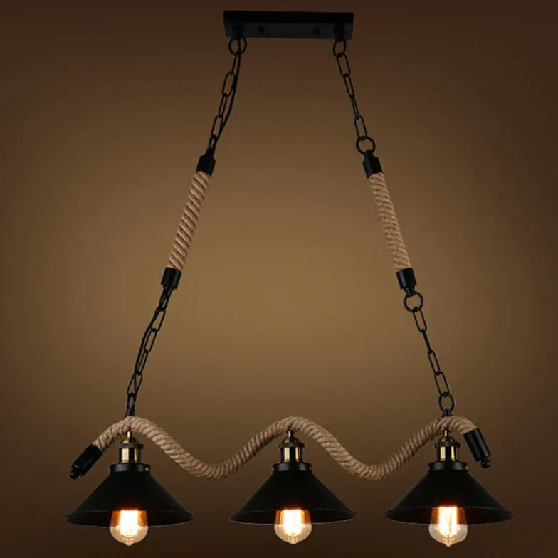 Black Chandelier For Living Room Epoch Metal & Rope Without Bulbs Led Ip20