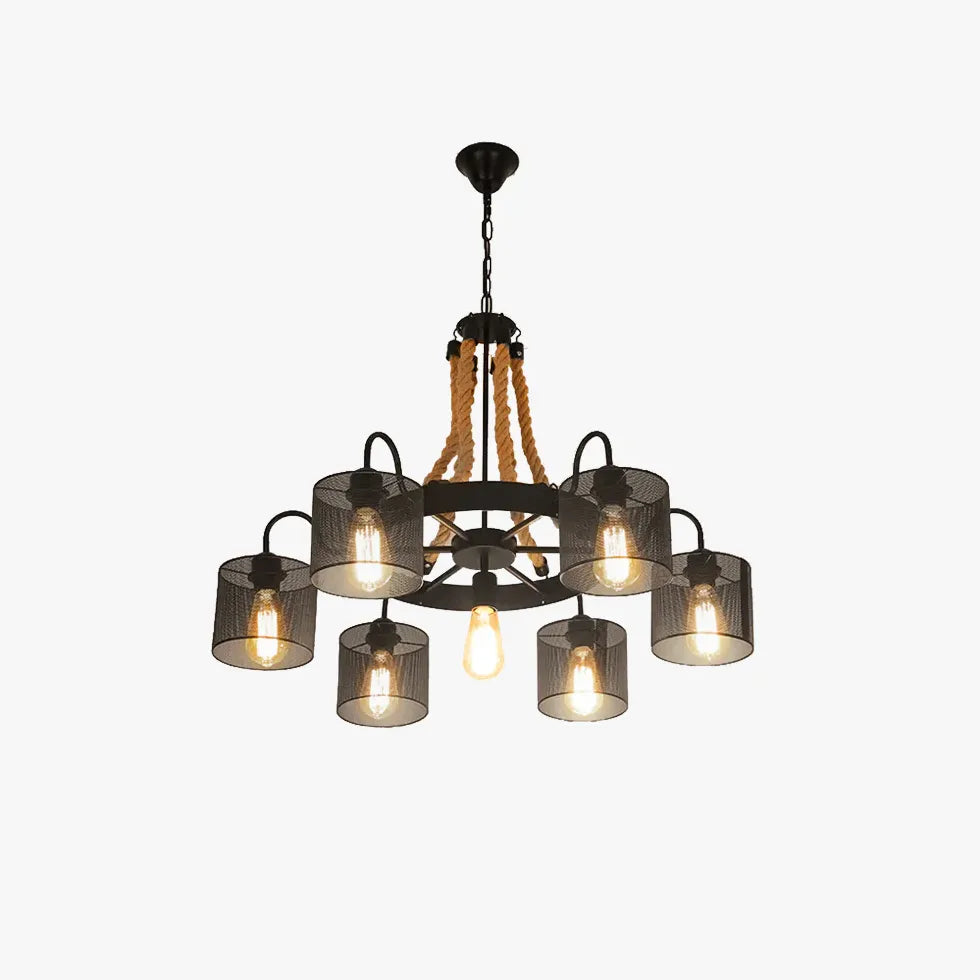 Black Modern Chandeliers For Living Room Epoch Metal & Rope