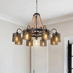 Black Modern Chandeliers For Living Room Epoch Metal & Rope