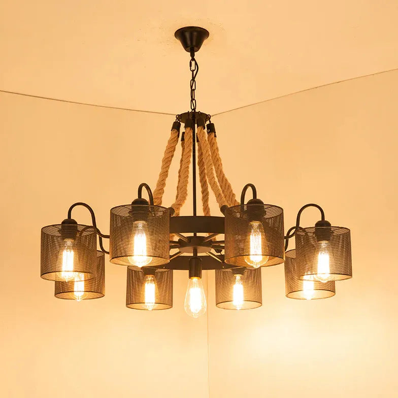 Black Modern Chandeliers For Living Room Epoch Metal & Rope