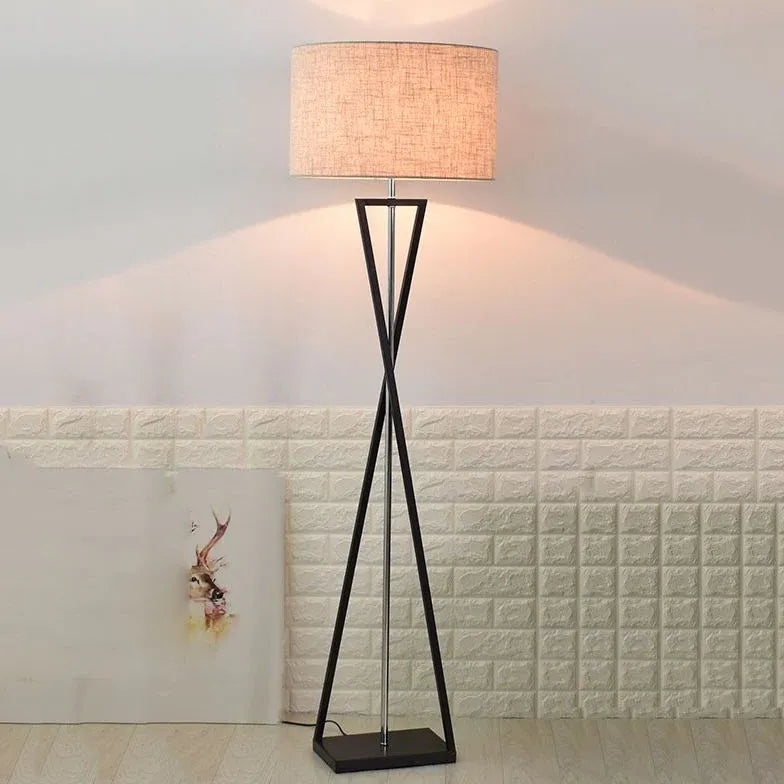 Floor Lamp For Bedroom Cylinder Eryn Metal & Fabric Led Plug Ip20