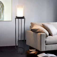 Black Floor Lamp For Study Room Cylinder Eryn Metal & Glass