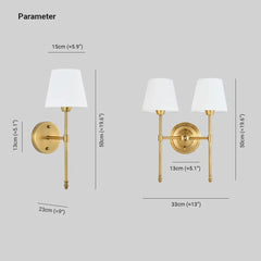 Double Arm Wall Light For Bedroom Eryn Metal & Fabric Ip20