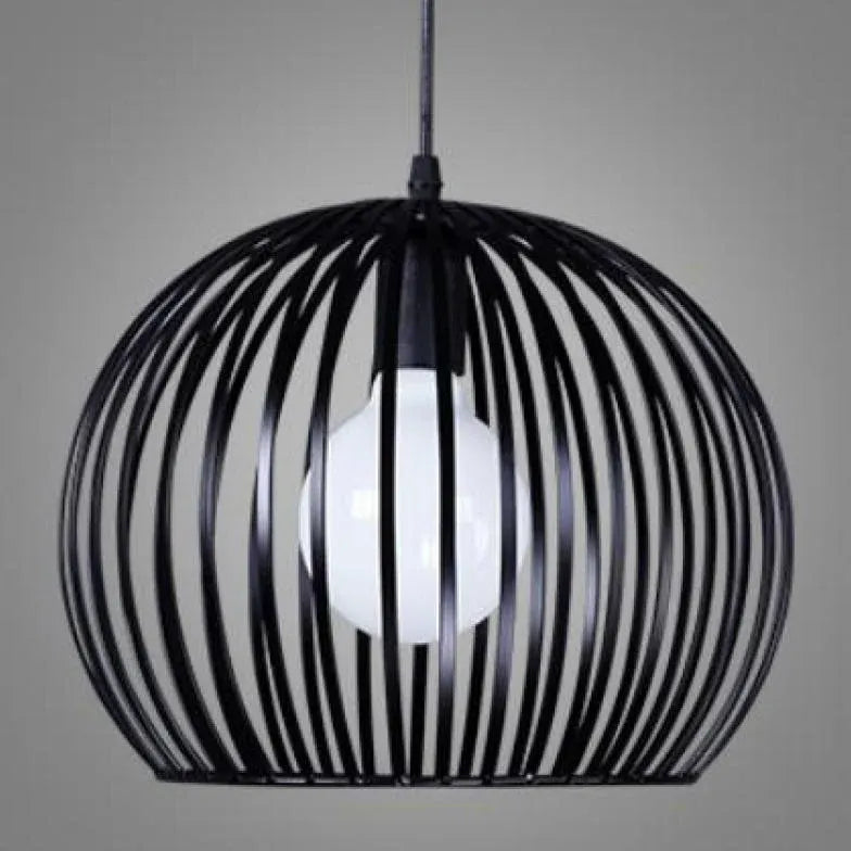 Industrial Solid Wood Birdcage Single Pendant Lamp