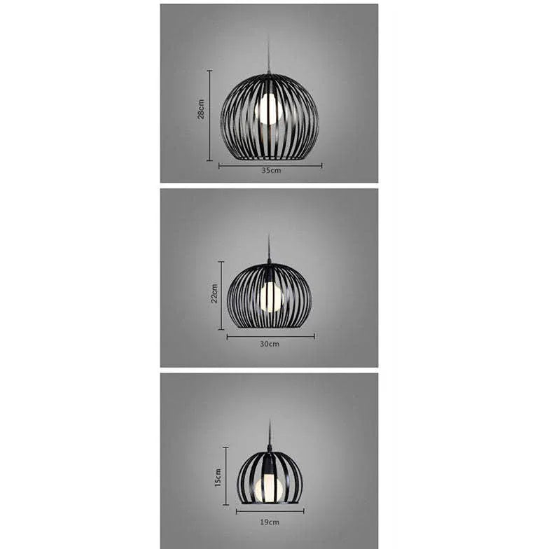 Industrial Solid Wood Birdcage Single Pendant Lamp