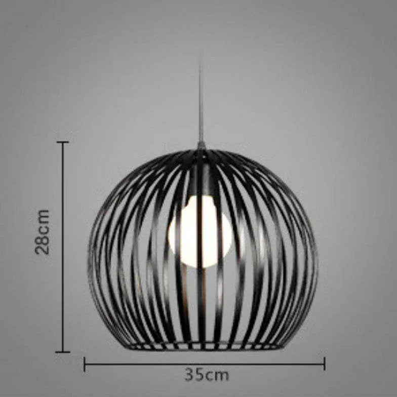 Industrial Solid Wood Birdcage Single Pendant Lamp