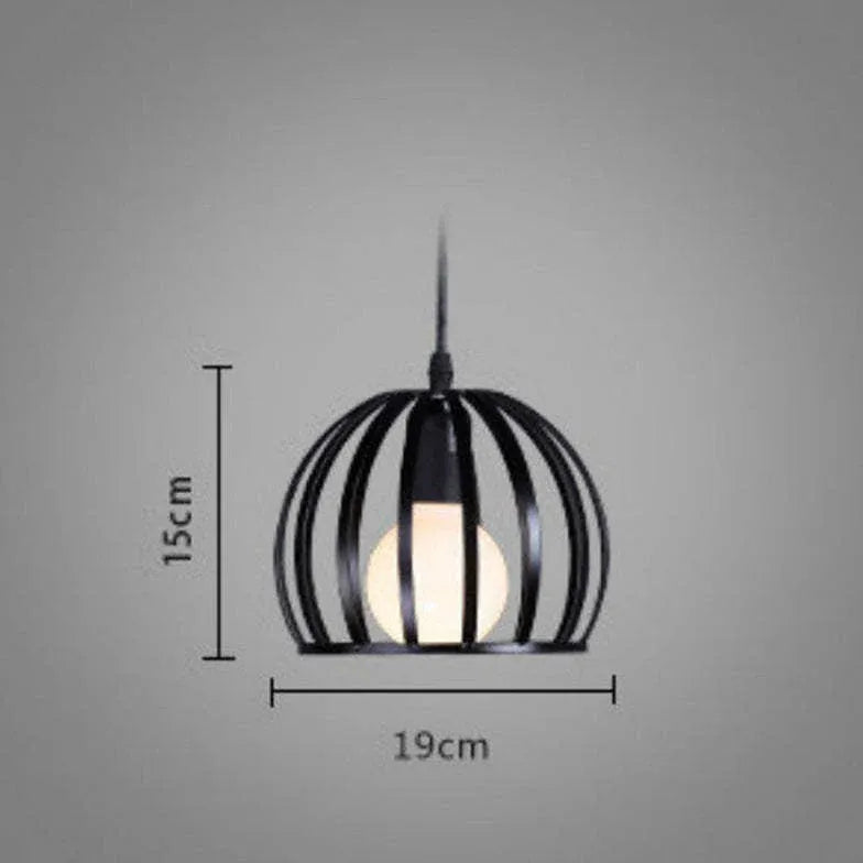 Industrial Solid Wood Birdcage Single Pendant Lamp