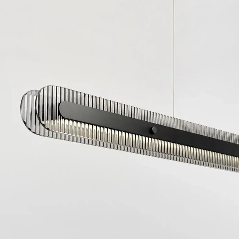 Black Statement Pendant Light For Kitchen Linear Evette Metal & Acrylic Led Ip20