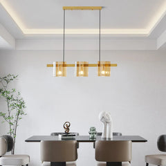 Black Chandelier For Dining Room Linear Evette Pure Copper Ip20 Led