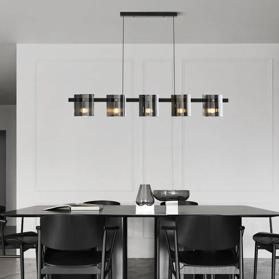 Black Chandelier For Dining Room Linear Evette Pure Copper Ip20 Led