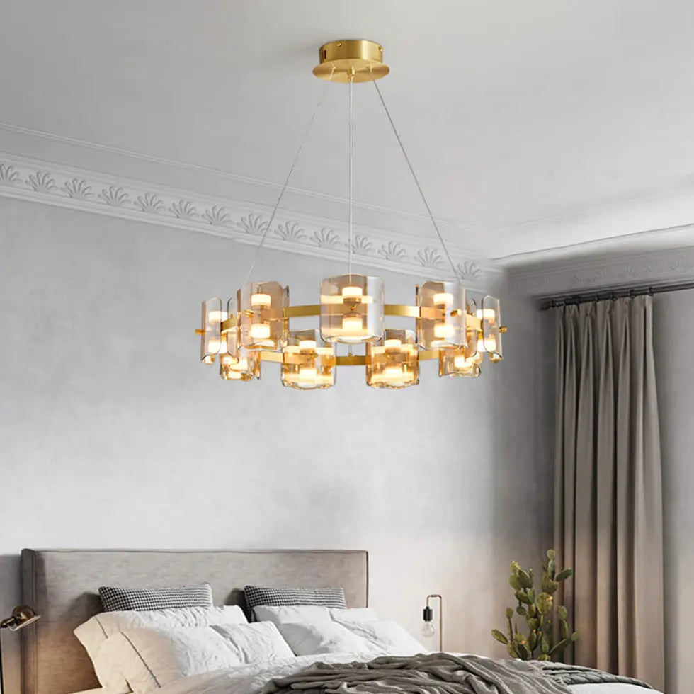 Black Statement Pendant Light For Bedroom Round Evette Pure Copper Led