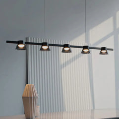 Black Statement Pendant Light For Dining Room Linear Evette Metal & Glass Led