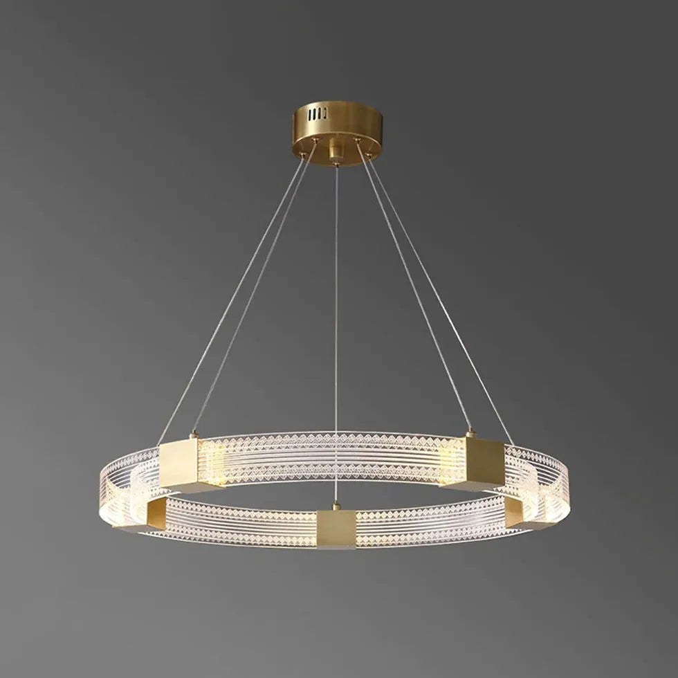 Gold Statement Pendant Light For Bedroom Round Evette Metal & Acrylic