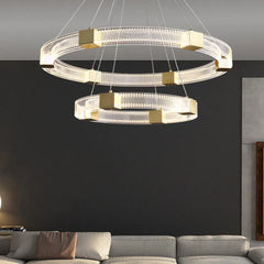 Gold Statement Pendant Light For Bedroom Round Evette Metal & Acrylic