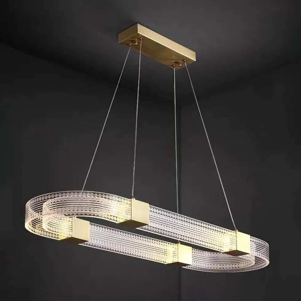 Gold Statement Pendant Light For Bedroom Round Evette Metal & Acrylic