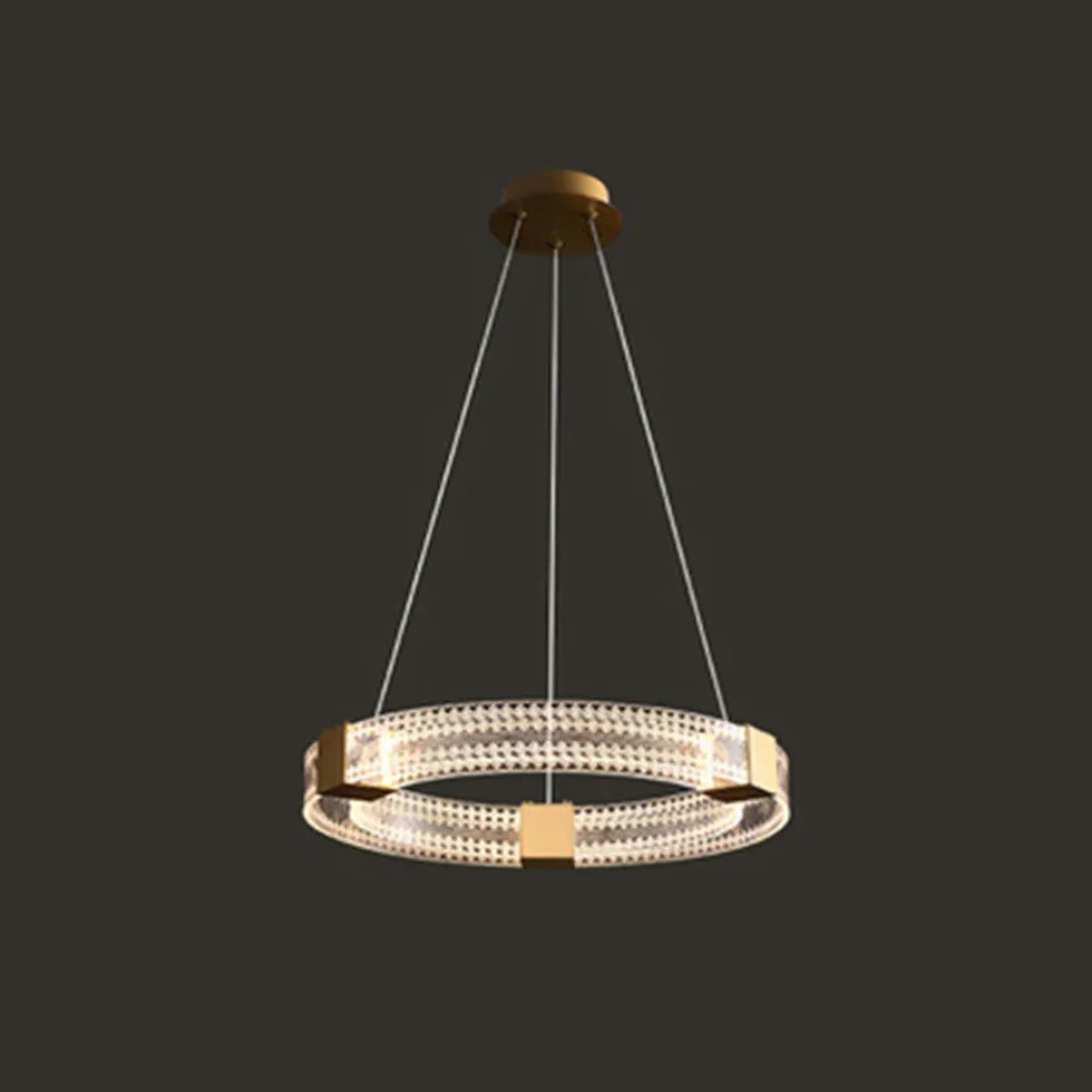 Gold Statement Pendant Light For Bedroom Round Evette Metal & Acrylic