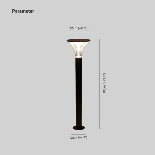 Black Solar Light Cylinder Pena Metal Led