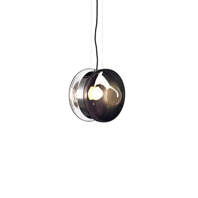 Coloured Glass Pendant Light For Kitchen Round Hailie Metal Ip20 Warm White