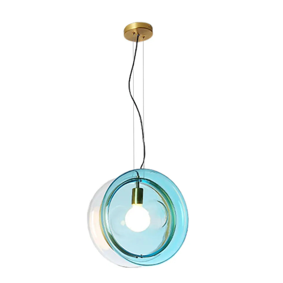 Coloured Glass Pendant Light For Kitchen Round Hailie Metal Ip20 Warm White