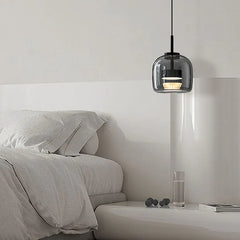 Black Light Single Pendant For Bedroom Hailie Glass Led