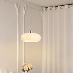 White Coloured Glass Pendant Light For Bedroom Hailie Metal Led Warm White Ip20