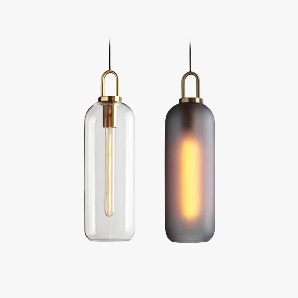 Coloured Glass Pendant Light For Study Room Cylinder Hailie Metal Led Warm White