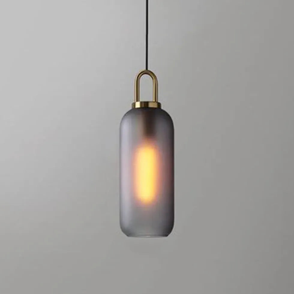 Coloured Glass Pendant Light For Study Room Cylinder Hailie Metal Led Warm White