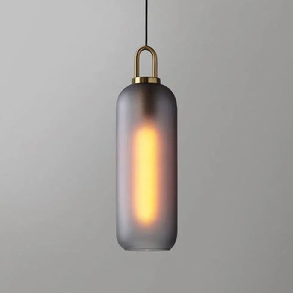 Coloured Glass Pendant Light For Study Room Cylinder Hailie Metal Led Warm White