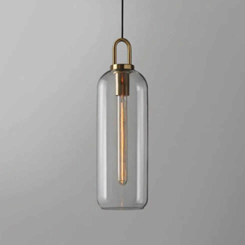 Coloured Glass Pendant Light For Study Room Cylinder Hailie Metal Led Warm White