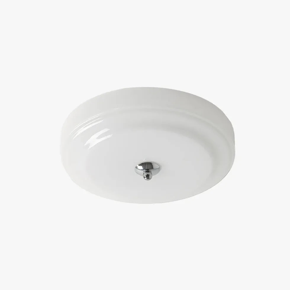 White Flush Light For Bedroom Hailie Metal & Glass Led