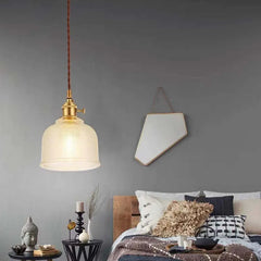 Bedside Pendant Light For Bedroom Modern Metal & Glass Warm White Led