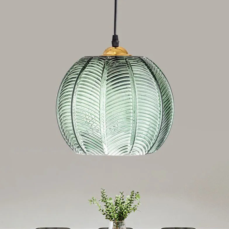 Green Bedside Pendant Light For Bedroom Hailie Glass Ip20 Led