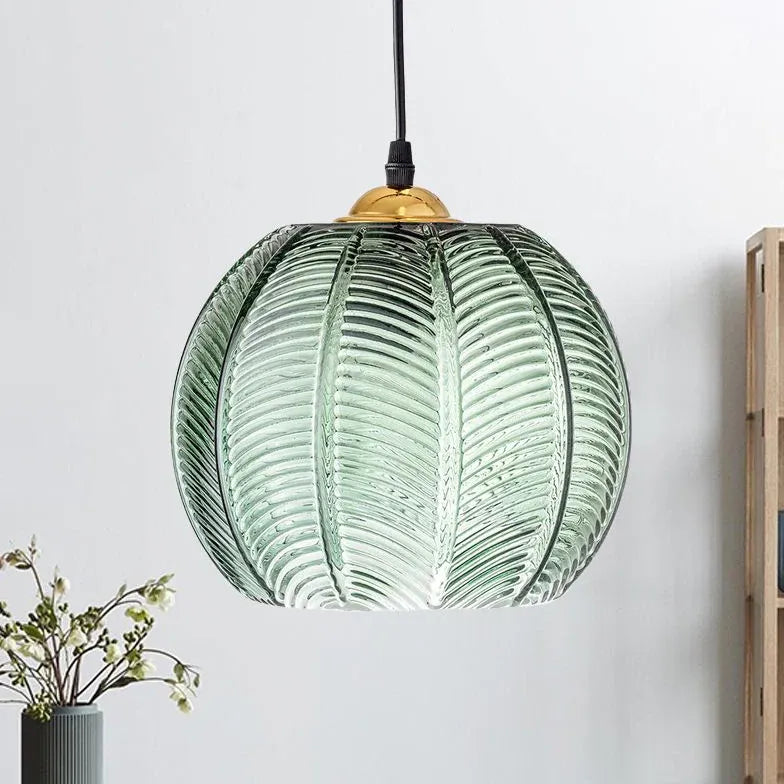 Green Bedside Pendant Light For Bedroom Hailie Glass Ip20 Led