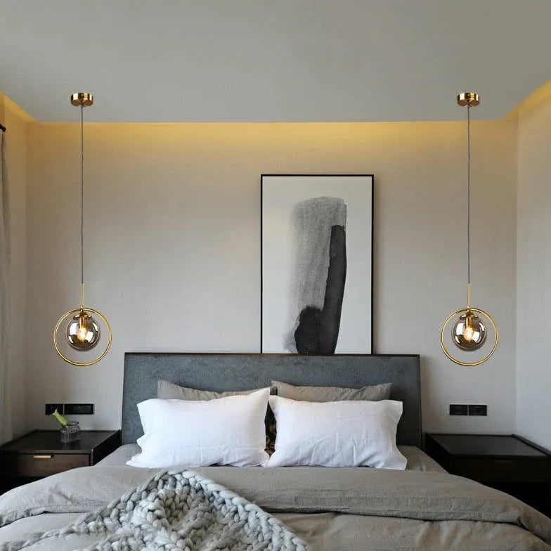 Bedside Pendant Light For Bedroom Hailie Metal Dimmable Led