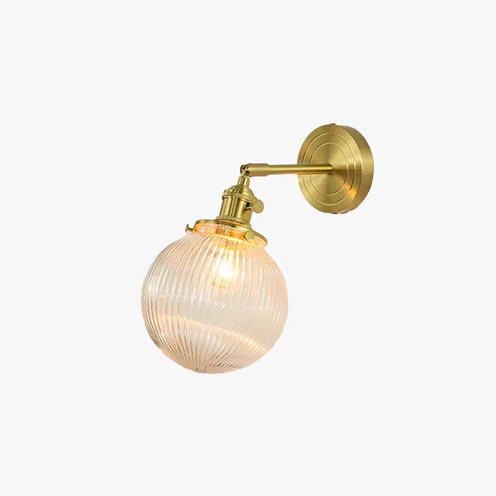 Gold Single Arm Wall Light For Bathroom Hailie Metal & Glass Led Ip44