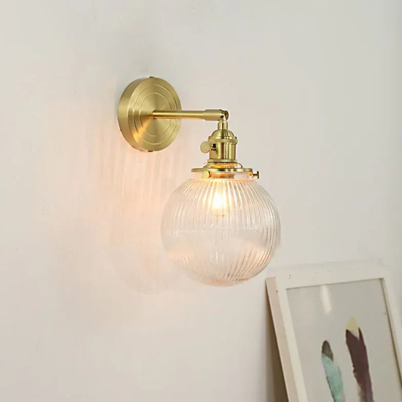 Gold Single Arm Wall Light For Bathroom Hailie Metal & Glass Led Ip44