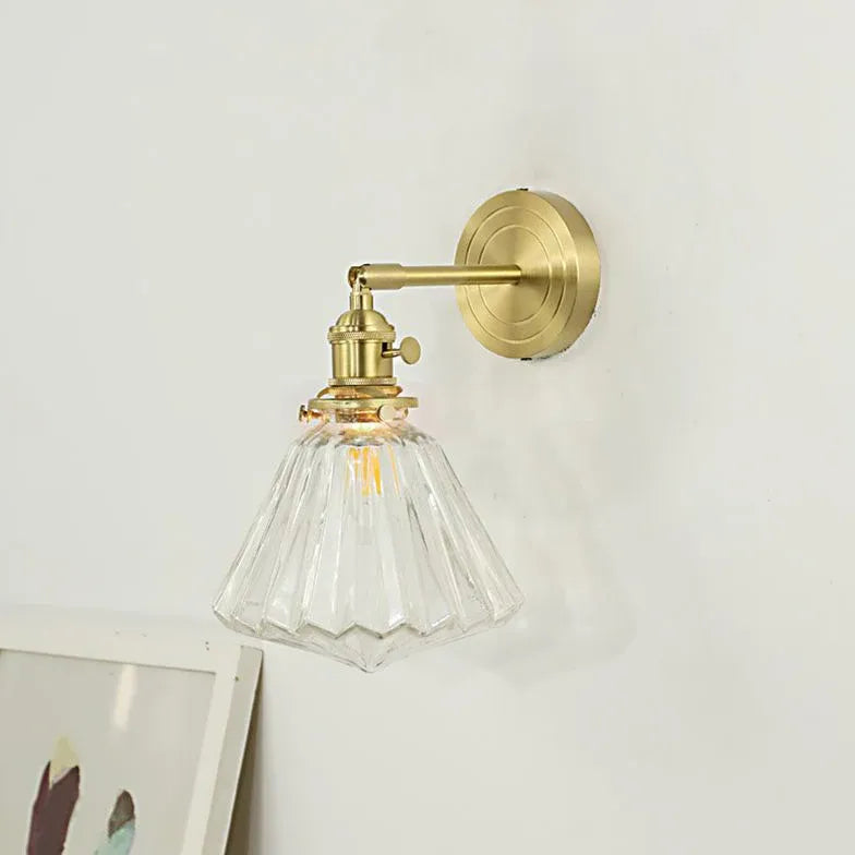 Gold Single Arm Wall Light For Bathroom Hailie Metal & Glass Led Ip44